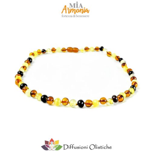 Collana MAMMA ambra muticolor satinato chiusura a vite