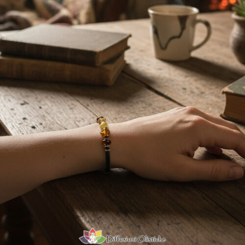 Bracciale in caucciù ed ambra
