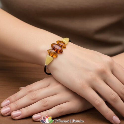 Bracciale "FEELING" in caucciù e ambra a rombo