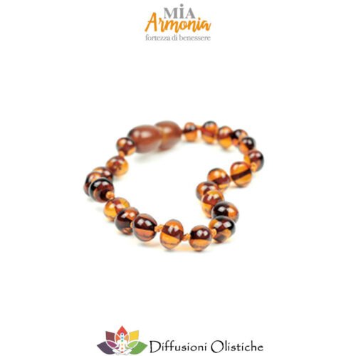 Bracciale BABY ambra cognac chiusura a vite