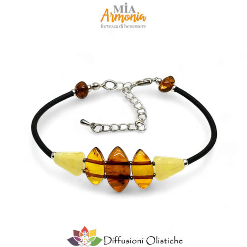 Bracciale "FEELING" in caucciù e ambra a rombo