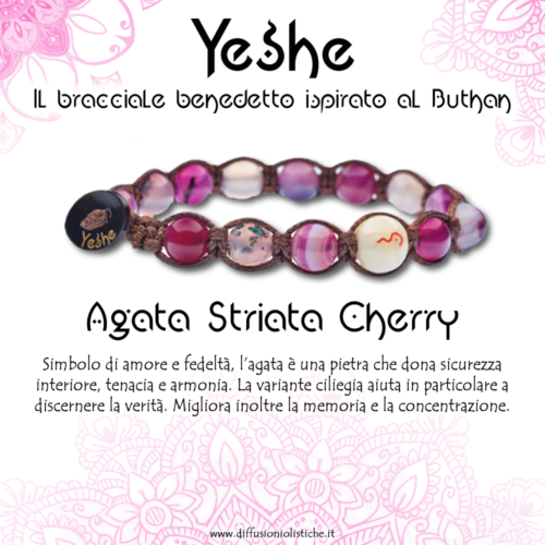 Alternative view of Yeshe - Bracciale benedetto ispirato al Buthan - Agata Striata Cherry