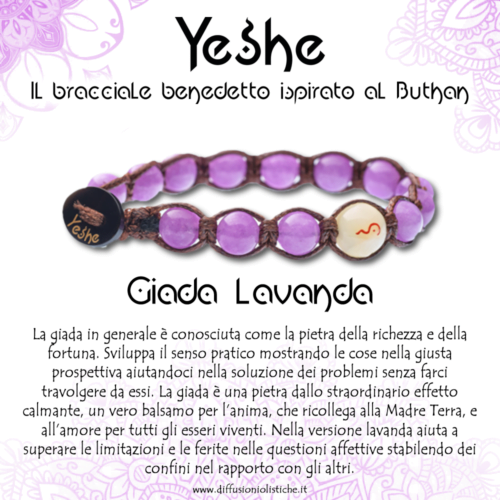 Alternative view of Yeshe - Bracciale benedetto ispirato al Buthan - Giada Lavanda