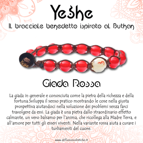 Alternative view of Yeshe - Bracciale benedetto ispirato al Buthan - Giada Rossa