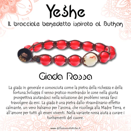 Yeshe - Bracciale benedetto ispirato al Buthan - Giada Rossa - immagine 2
