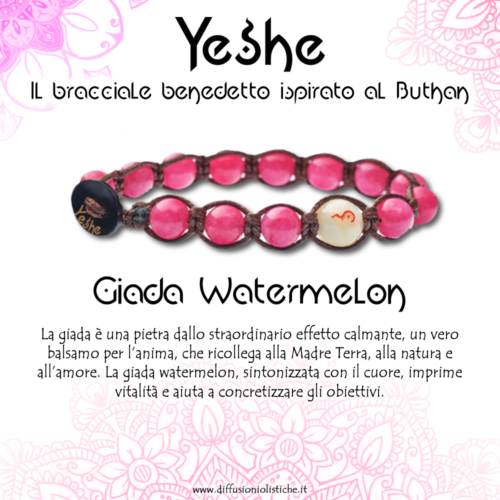 Alternative view of Yeshe - Bracciale benedetto ispirato al Buthan - Giada Watermelon