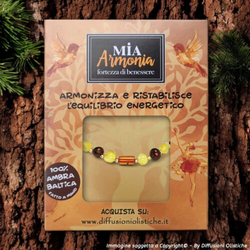 Alternative view of Bracciale in caucciù ed ambra con inserto cilindro