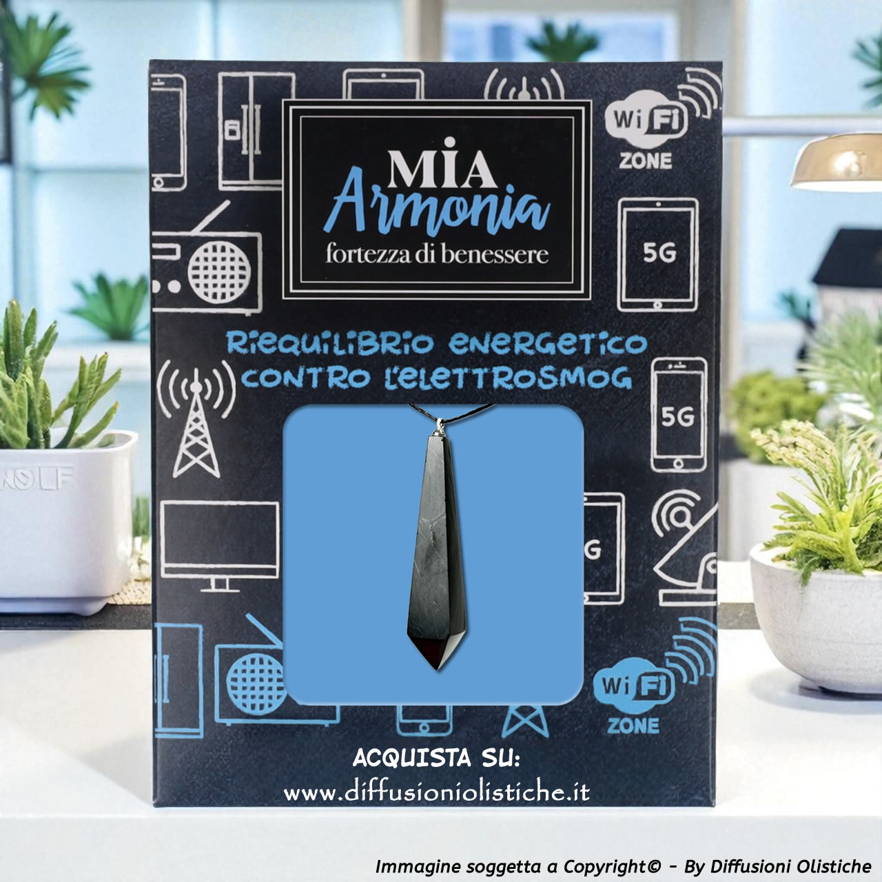 SHUNGITE T2 - Ciondolo Pendente GRANDE - immagine 2