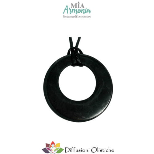 SHUNGITE T2 - Ciondolo CERCHIO FORATO