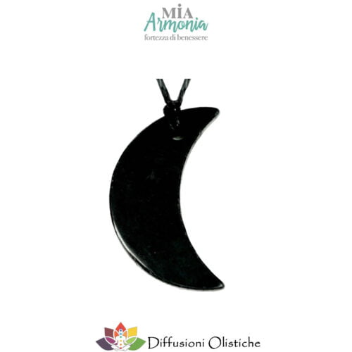 SHUNGITE T2 - Ciondolo MEZZA LUNA