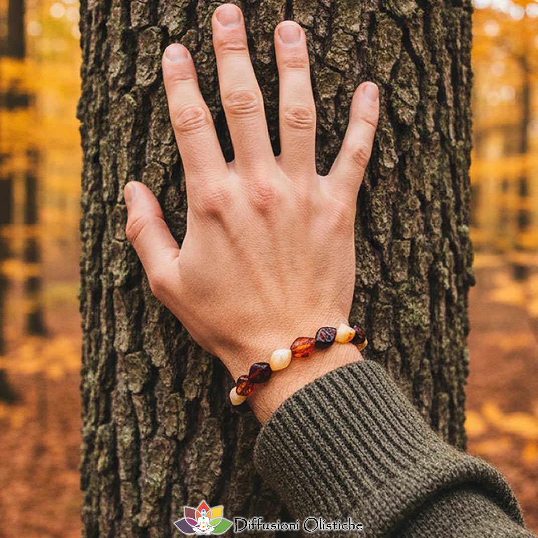 Bracciale in ambra elementi Torcion multicolor