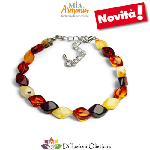 Bracciale in ambra elementi Torcion multicolor