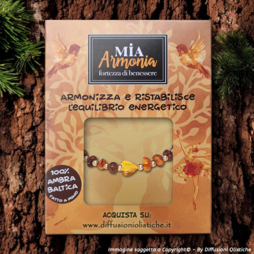 Bracciale in caucciù e ambra inserto cuore - immagine 2